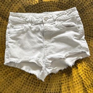 Talula White Frayed Jean Shorts